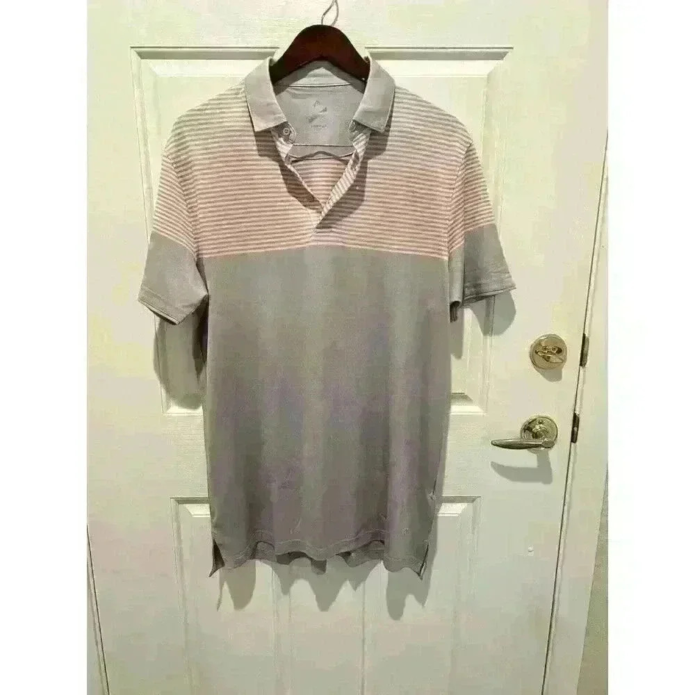 🆕 Head Golf Men's Polo Size Large Pink gray striped